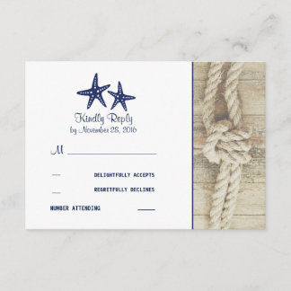 Beach Driftwood Rustic Nautical Wedding RSVP Cards