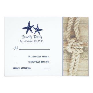 Beach Driftwood Rustic Nautical Wedding RSVP Cards