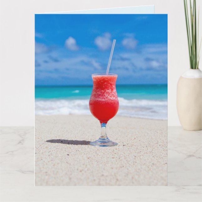 BEACH DRINK BIRTHDAY GREETING CARD (Front)