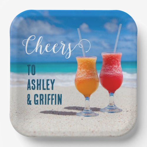 Beach Drinks Bon Voyage Newlyweds Tropical Paper Plates