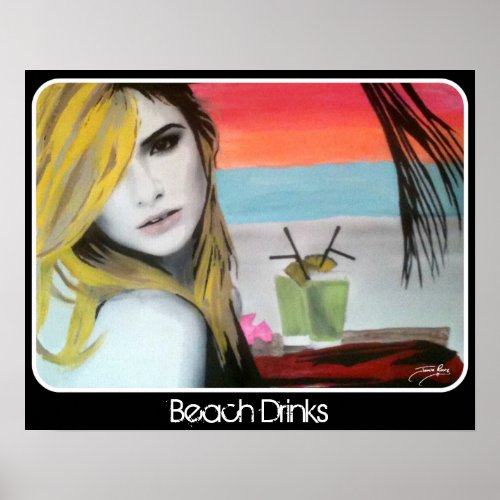 Beach Drinks print on a Poster