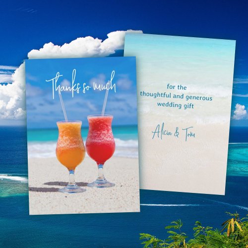 Beach Drinks Thank You Wedding Card