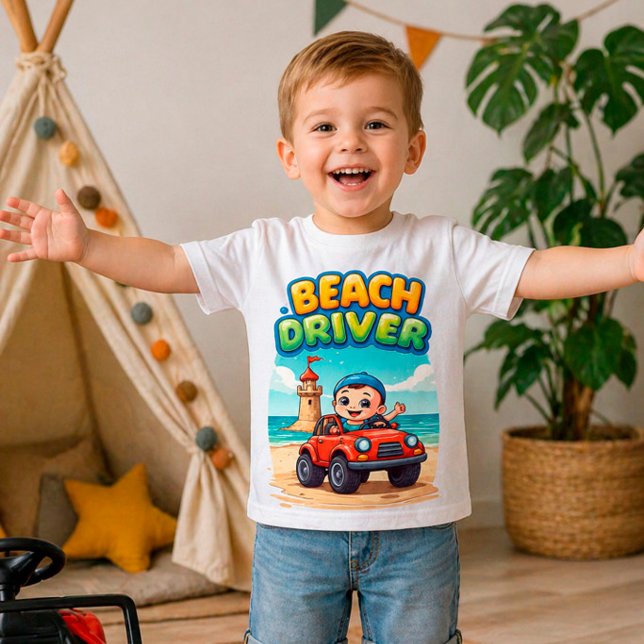 🎨 Beach Driver Playful Summer Adventure Fun Toddler T-shirt (Creator Uploaded)