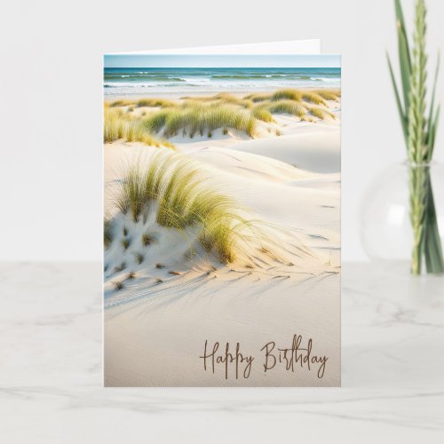 Beach Dune Grass Happy Birthday Card
