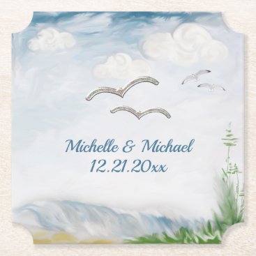 Beach Dune Romance Wedding Paper Coaster Beach Dune Romance Wedding Paper Coaster