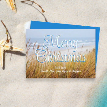 Beach Dunes Merry Christmas Flat Cards by holiday_store at Zazzle