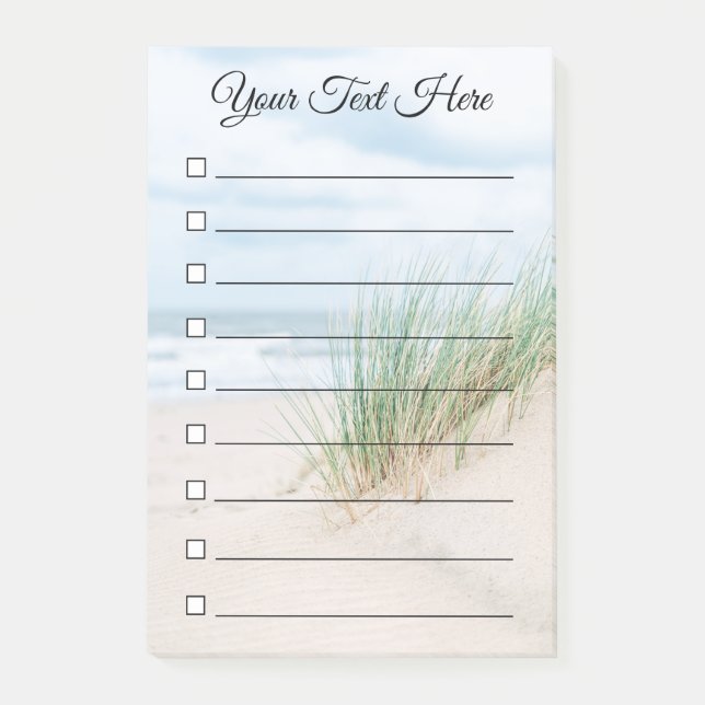 Beach Dunes Script Personalized Lined To Do List Post-it Notes (Front)