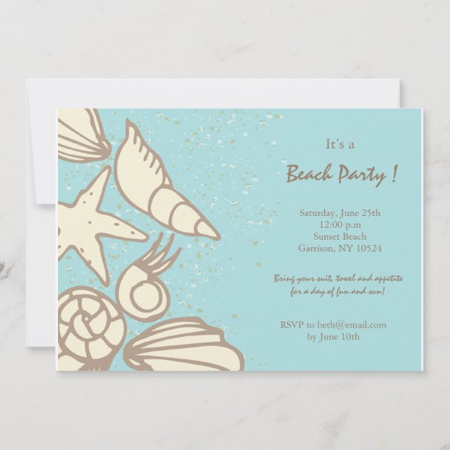 Beach Elements -summer party invitations (Front)