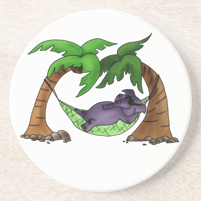 Beach elephant sandstone coaster (Front)