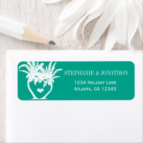 Beach Emerald  Palm Tree Destination Chalkboard Label