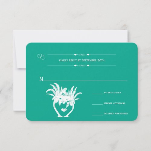 Beach Emerald Palm Tree Destination Chalkboard RSVP Card