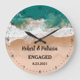 Beach Engaged Keepsake Engagement 2022 Large Clock