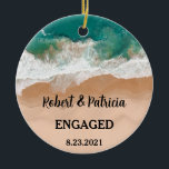 Beach Engaged Keepsake Engagement 2023 Ceramic Ornament<br><div class="desc">Engagement Keepsake 2023 First Christmas Engaged Ceramic Ornament</div>
