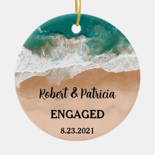 Beach Engaged Keepsake Engagement 2023 Ceramic Ornament