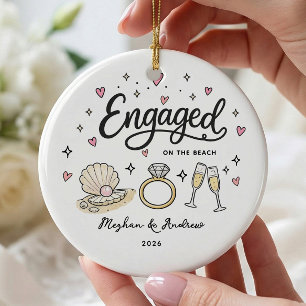 Beach Engagement Ornament Personalized