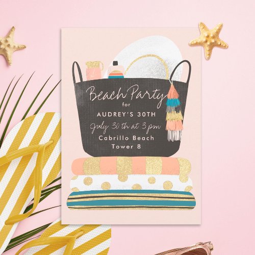 Beach Essentials Summer Beach Party Invitation