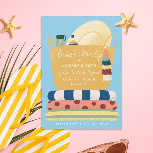 Beach Essentials Summer Beach Party Invitation