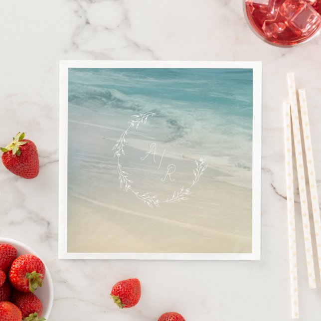 Beach Event Monogram Paper Dinner Napkins (Insitu)