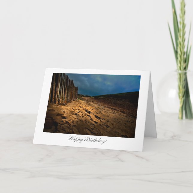 Beach Exit at Sundown - Happy Biirthday Card (Front)