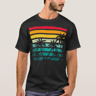 Beach Exotic Coconut Palm Trees Retro Tropical Sum T-Shirt