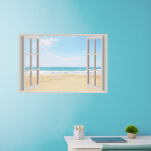 Beach Fake Window Home Office Wall Decor  Wall Decal