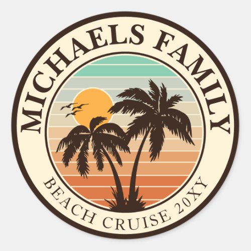 Beach Family Reunion Custom Cruise Summer Vacation Classic Round Sticker
