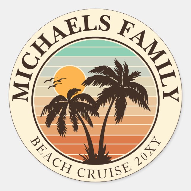 Beach Family Reunion Custom Cruise Summer Vacation Classic Round Sticker (Front)
