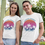 Beach Family Reunion Custom Cruise Summer Vacation T-Shirt<br><div class="desc">Cool matching family vacation t-shirts for a dad or brother to wear on an island cruise. Features beautiful palm trees in front of a pretty pink beach sunset. Perfect custom tees for your summer trip to the sea.</div>