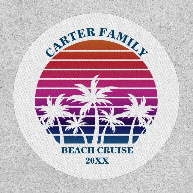 Beach Family Reunion Custom Pink Palm Tree Patch (Front)