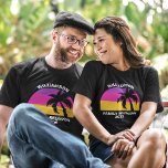 Beach Family Reunion Cute Custom Tropical Sunset T-Shirt<br><div class="desc">Cool matching summer vacation t-shirts for a family to wear on an island cruise. Features a beautiful palm tree in front of a pretty pink and purple beach sunset. Cute custom tees for your summer trip to the coast. Fun coastal trip shirts for a cruise.</div>