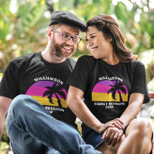 Beach Family Reunion Cute Custom Tropical Sunset T-Shirt (Creator Uploaded)