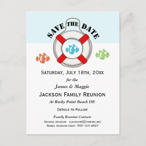 Beach Family Reunion or Party Save the Date Announcement Postcard