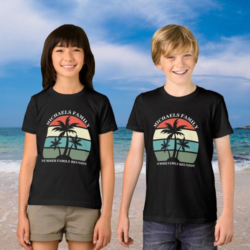 Beach Family Reunion Palm Tree Sunset Kids Tri_Blend Shirt