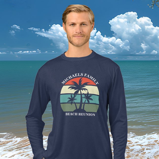 Beach Family Reunion Palm Tree Sunset Long Sleeve Tri-Blend Shirt (Creator Uploaded)