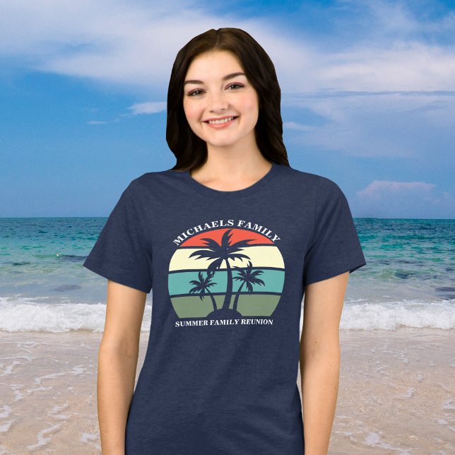Beach Family Reunion Palm Tree Sunset Women's Tri-Blend Shirt (Creator Uploaded)
