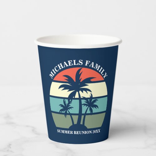Beach Family Reunion Sunset Island Custom Party Paper Cups