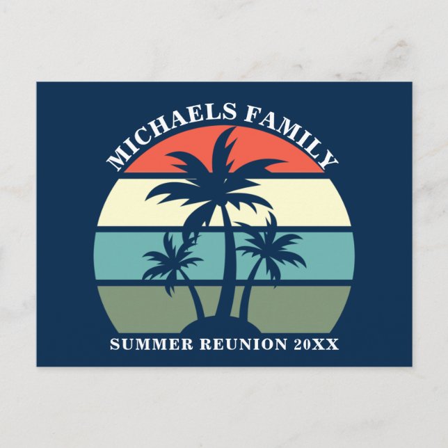 Beach Family Reunion Sunset Island Custom Party Postcard (Front)