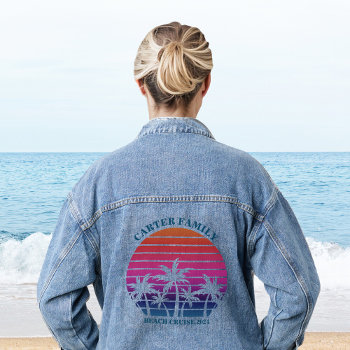 Beach Family Reunion Tropical Palm Tree Denim Jacket by epicdesigns at Zazzle