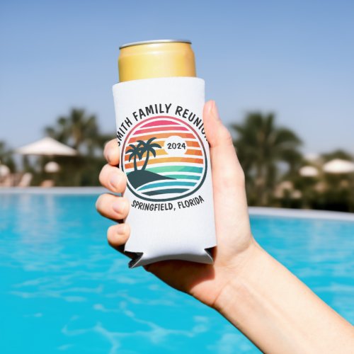 Beach Family Reunion Vacation Logo Can Cooler