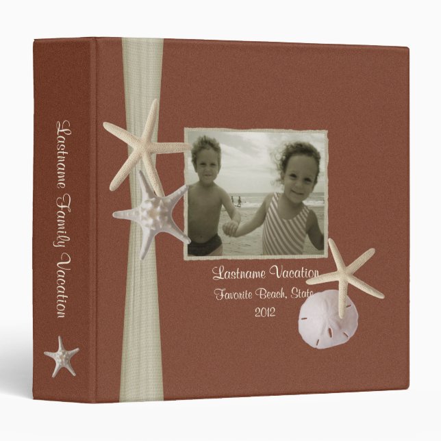 Beach Family Vacation Memories Starfish and Photos Binder (Front/Spine)
