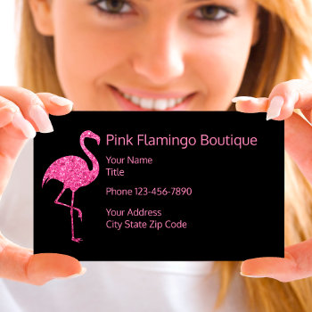 Beach Fashion Boutique Pink Flamingo Business Card by Luckyturtle at Zazzle