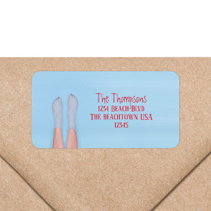 Beach Feet Ocean Blue Return Address Label