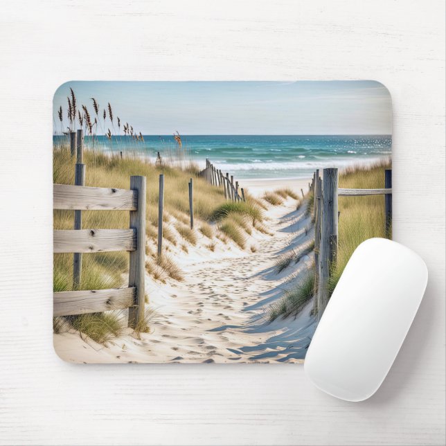 Beach Fence And Dune Grass Mouse Pad (With Mouse)
