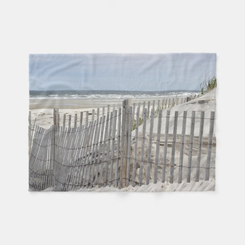 Beach fence and sand dune fleece blanket