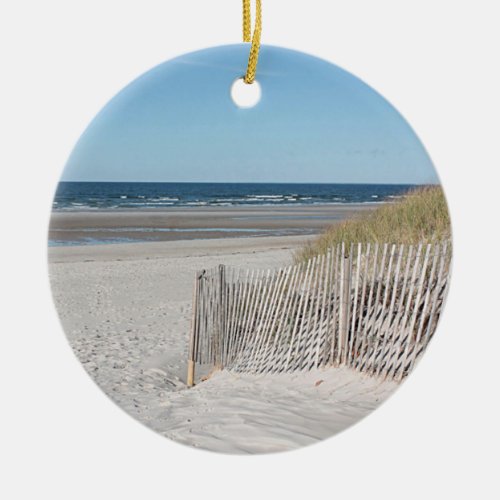 Beach fence ceramic ornament