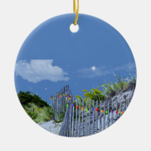 Beach Fence & Dunes Ceramic Ornament