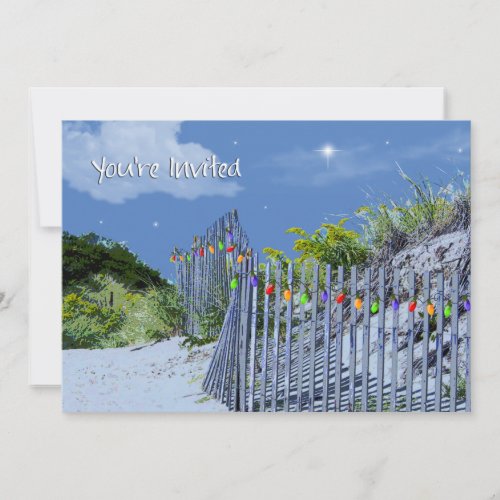 Beach Fence  Dunes Christmas Greetings Invitation