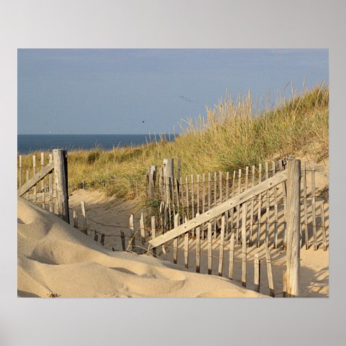 Beach fence in the dunes poster