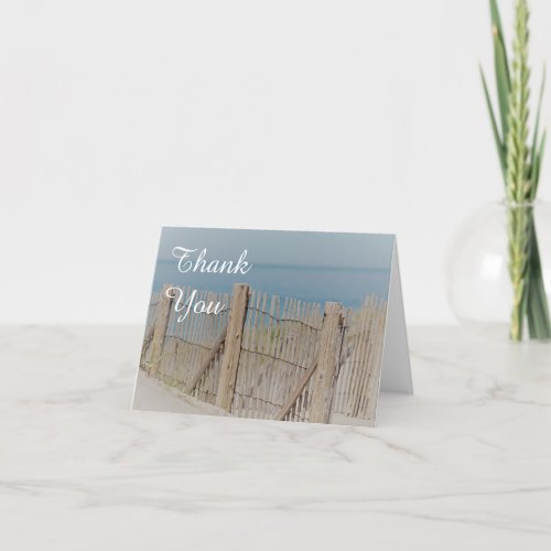 Beach fence in the sand dunes thank you card