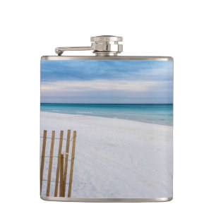Beach Fence Morning Destin Florida Flask